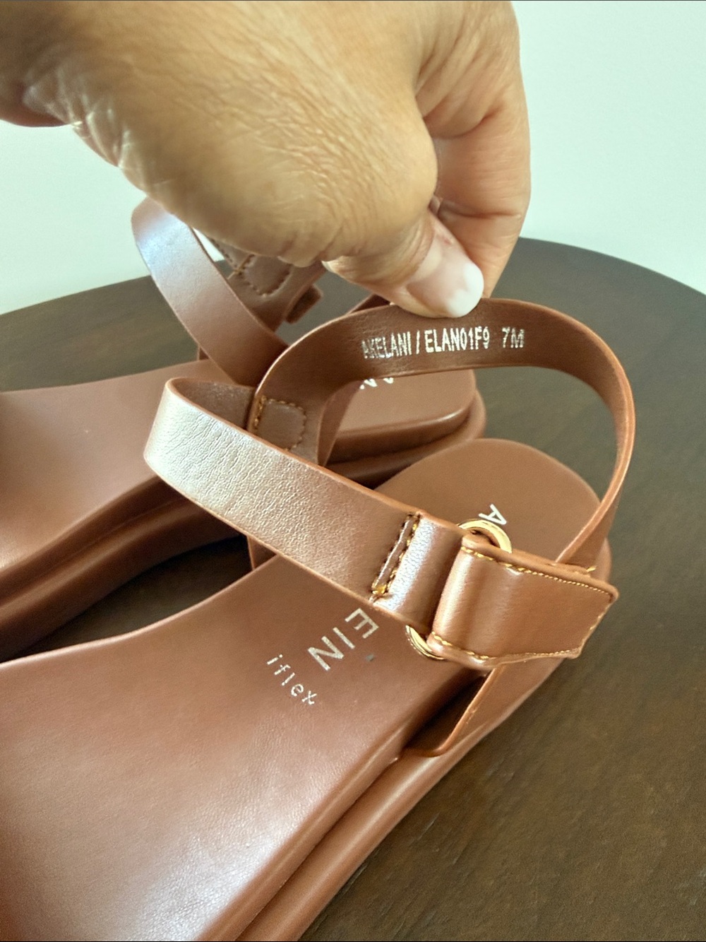 Anne Klein Cognac Brown Ankle-Strap Sandals - iflex. Size 7 - Picture 4 of 4